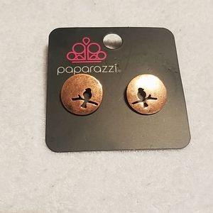 Distressed copper bird earrings